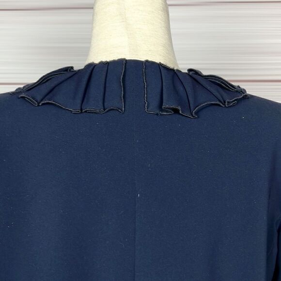 Giorgio Armani Dark Blue Ruffled Collar Full Zip Front Crop Jacket sz 46 US 8-10 - Picture 9 of 15